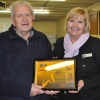 Doey receiving Volunteer Recognition Award from Mallee Sports Assembly's Delia Baber