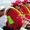 he Warn sisters with Tneal Kawala in the middle at Sail Melbourne 2003. Photo: Jeff Crow