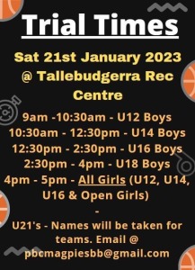 2023 winter comp trial times