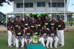 The 2008 Brian Bell Cricket Team with the SP Super Series Cup.