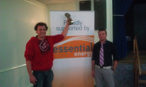 Sporting Pulse Award winner Scott Bailey, Cats, and Essential Energy Representative Brad Hamilton