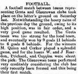 Was this the first official Glenrowan FC team ?